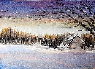 水彩画 北海道の山と風景　十勝岳 水彩画 北海道の山と風景 十勝岳 絵画